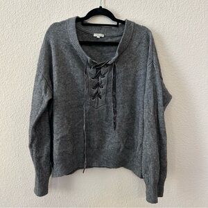 Rails Olivia Lace-Up Sweater, Color: Ash/Charcoal Gray, Size: Medium